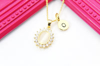 Gold Cat Eye Oval Necklace, N3016