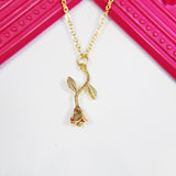 18K Gold Plated Rose Necklace, Delicate Floral Pendant