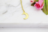 Gold Crescent Moon Necklace, Bonus Mom Gift Necklace, Present for Stepmom for Mother's Day, Valentine Gift, N3079