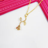 18K Gold Plated Rose Necklace, Delicate Floral Pendant