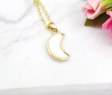 Mother Daughter Gift Necklace, Mother's Day Gift, Gifts for Mom, Mother of Pearl Shell Moon Necklace, N3081
