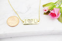 Valentine's Day Gift Necklace, Anniversary, Valentine's Day, Birthday, Love You Gift, Jewelry to Wife, Gold I LOVE You Necklace, N3082