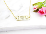 Valentine's Day Gift Necklace, Anniversary, Valentine's Day, Birthday, Love You Gift, Jewelry to Wife, Gold I LOVE You Necklace, N3082