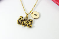 Wise Necklace Gifts, Gold Three Wise Monkeys Necklace, No Evil Wise Monkey, Personalized Gifts, N479A