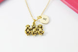 Wise Necklace Gifts, Gold Three Wise Monkeys Necklace, No Evil Wise Monkey, Personalized Gifts, N479A