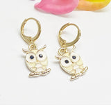 Gold Owl Earrings, Cute Owl Bird Charm Earrings, N3130