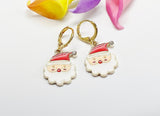 Gold Santa Earrings, Cute Santa Charm Earrings, Christmas Santa Earrings, N3139