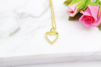 Valentine's Day Gift Necklace, Anniversary, Valentine's Day, Birthday, Love You Gift, Jewelry to Wife, Gold I LOVE You Heart Necklace, N3088