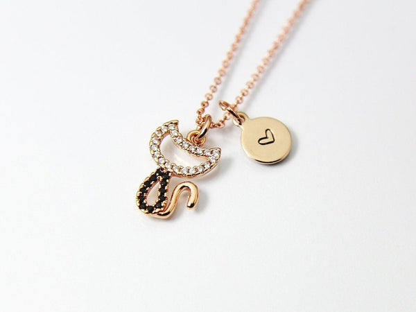 Granddaughter Necklace, Granddaughter Gift, Rose Gold Cat Necklace, Daughter Gift, Personalized Gift, N3100