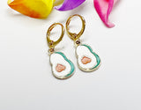 Best Friends Earrings, Gold Avocado Heart Earrings, Cute Avocado Charm Earrings,  N3140