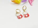Lucky Earrings, Graduation Gift, Gold Maneki Neko Earrings, Cute Lucky Cat Star Charm Earrings, N3141