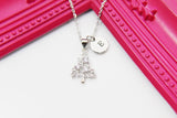 Silver Pine Tree Necklace, Christmas Tree with Star, N3167