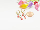 Gold Candy Cane Charm Earrings, Beautiful Green Red Christmas Candy Cane Earrings, Sweet Jewelry Gift, N3168