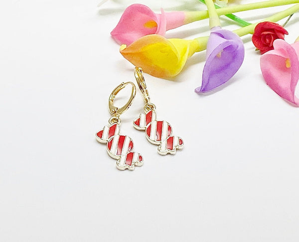 Gold Candy Charm Earrings, Huggie Hoop, Fun Earrings, Mother Day's Gift, N3170
