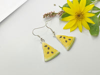 Silver Yellow Watermelon Charm Earrings, Summer Earrings, Birthday Gift, N2099G