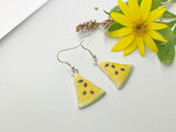 Silver Yellow Watermelon Charm Earrings, Summer Earrings, Birthday Gift, N2099G