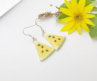 Silver Yellow Watermelon Charm Earrings, Summer Earrings, Birthday Gift, N2099G