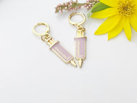 Gold Medical Syringe Charm Earrings, Injection Syringe Phlebotomy Phlebotomist Earrings, Graduation Gift, N2975A