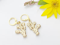 Gold Cactus Earrings, Real 16K Gold Plated Cactus Earrings, N3177