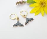 Gold Mermaid Earrings, Black Mermaid Tail Girl Gift, N3179