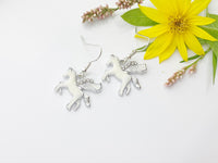 White Unicorn Earrings, N3196