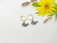 Gold Black Whale Earrings, Birthday Earrings, N3197