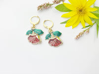 Gold Red Peony Earrings, Gardening Earrings, N3198