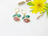Gold Red Peony Earrings, Gardening Earrings, N3198
