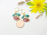 Gold Red Peony Earrings, Gardening Earrings, N3198
