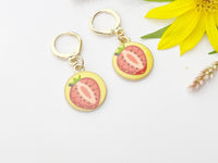 Gold Red Strawberry Earrings, Sister Earrings, N3202