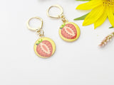 Gold Red Strawberry Earrings, Sister Earrings, N3202