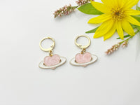 Gold Pink Heart with Ring Earrings, Heart Dangle or Buggies Hoop Earrings, N3210