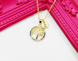 Mom Necklace Gift, Gold Tree Necklace Gift, Mother Day's Necklace Gift, Mom Gift, Grandma Gift, Personalized Initial Necklace, N3227