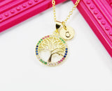 Mom Necklace Gift, Gold Tree Necklace Gift, Mother Day's Necklace Gift, Mom Gift, Grandma Gift, Personalized Initial Necklace, N3227