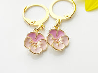 Gold Japanese Cherry Blossom Earrings, Pink Sakura Earrings, Flower Peach Blossom Jewelry Gift, N3238