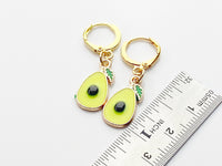 Gold Avocado Earrings, Avocado Foodie Dangle or Buggies Hoop Earrings, N3241