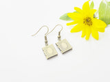 Bronze Book Locket Earrings, Tiny Dangle Earrings