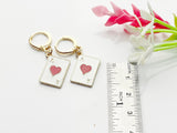 Gold Ace of Heart Earrings, Red Heart Poker Card Jewelry, Red Hear Ace Play Card Jewelry, N3251