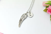 Silver Angel Wing Charm Necklace