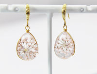 Gold Pink Press Flower Earrings, Mother's Day Gift, Mother Earrings, Mother Daughter Gift, Gardener Gift, Press Flower Jewelry, N3273
