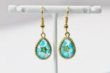 Gold Blue Wild Flower Earrings, Press Flower, Mother's Day Gift, Mother Earrings, Mother Daughter Gift, Gardener Gift, Forget me not,N3278