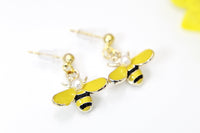 Gold Queen Bee Stud Earrings, Yellow Black Bee, Mother's Day Gift, Mother Earrings, Mother Daughter Gift, Gardener Gift, N3279