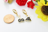 Gold Badminton Earrings, Tennis Racket Earrings, Birdie, Shuttlecock Charm, Sport Gift, Hoop or Stud or Dangle Earrings in Option N3285