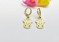 Gold Calf Earrings, Cute Yellow Calf Charm Earrings, Daily Cow Earrings, N3132