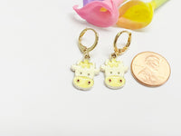 Gold Calf Earrings, Cute Yellow Calf Charm Earrings, Daily Cow Earrings, N3132