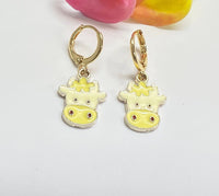 Gold Calf Earrings, Cute Yellow Calf Charm Earrings, Daily Cow Earrings, N3132