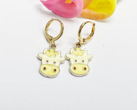 Gold Calf Earrings, Cute Yellow Calf Charm Earrings, Daily Cow Earrings, N3132