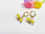 Gold Bee Earrings, Cute Yellow Bee Charm Earrings, Queen Bee Earrings, N3133