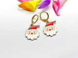 Gold Santa Earrings, Cute Santa Charm Earrings, Christmas Santa Earrings, N3139