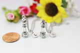 Girlfriend Boyfriend Gift, Silver King Queen Chess Piece Necklace, Best Friends Gift, Valentine Gift, Personalized Initial Necklace, N3290
